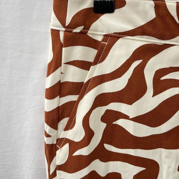 SPANX On-the-Go Ankle Slim Straight Pant Pull On Clay Zebra Stripe Brown Women L - Picture 7 of 16